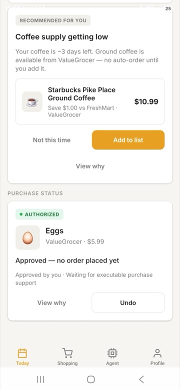 Buyer's Agent purchase decision interface